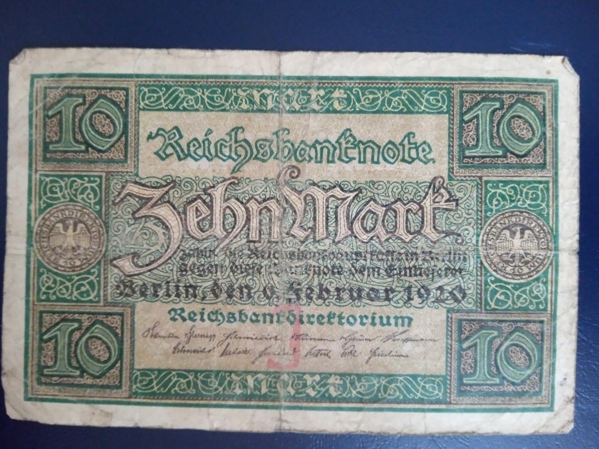 Vokietija Reichsmark 10 Mark Berlyn 1920