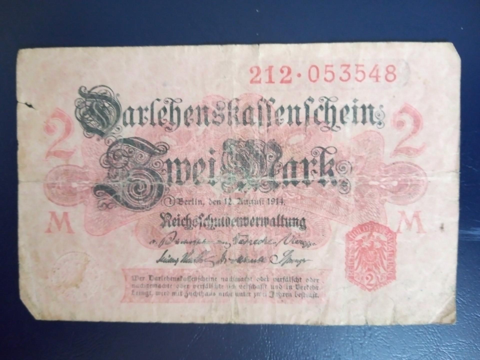 Vokietija Darlwhastaffenfihein 2 Mark Berlin 1920