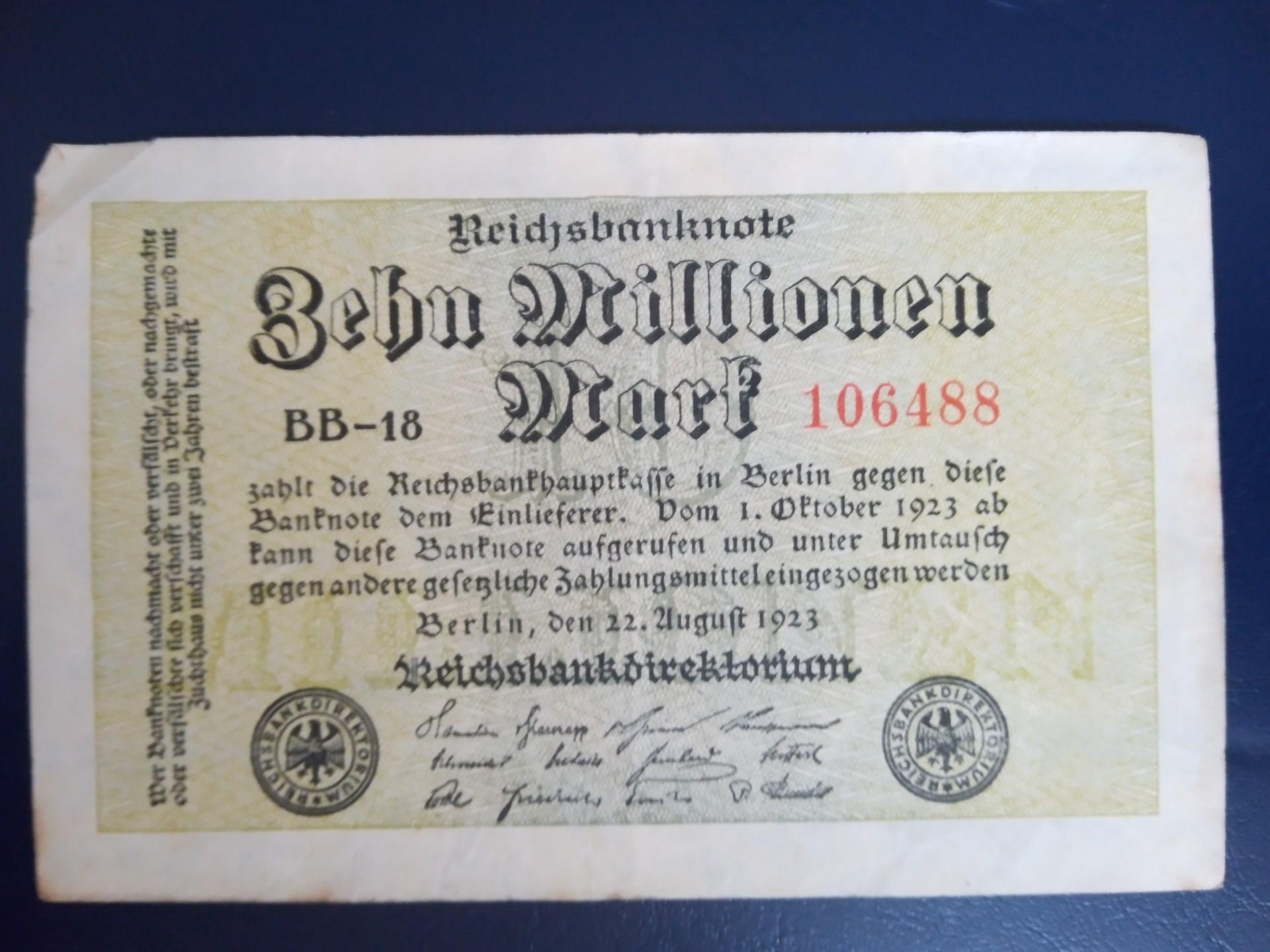 Vokietija Reichsbanknote 3 Millionen Berlyn 1923 m 