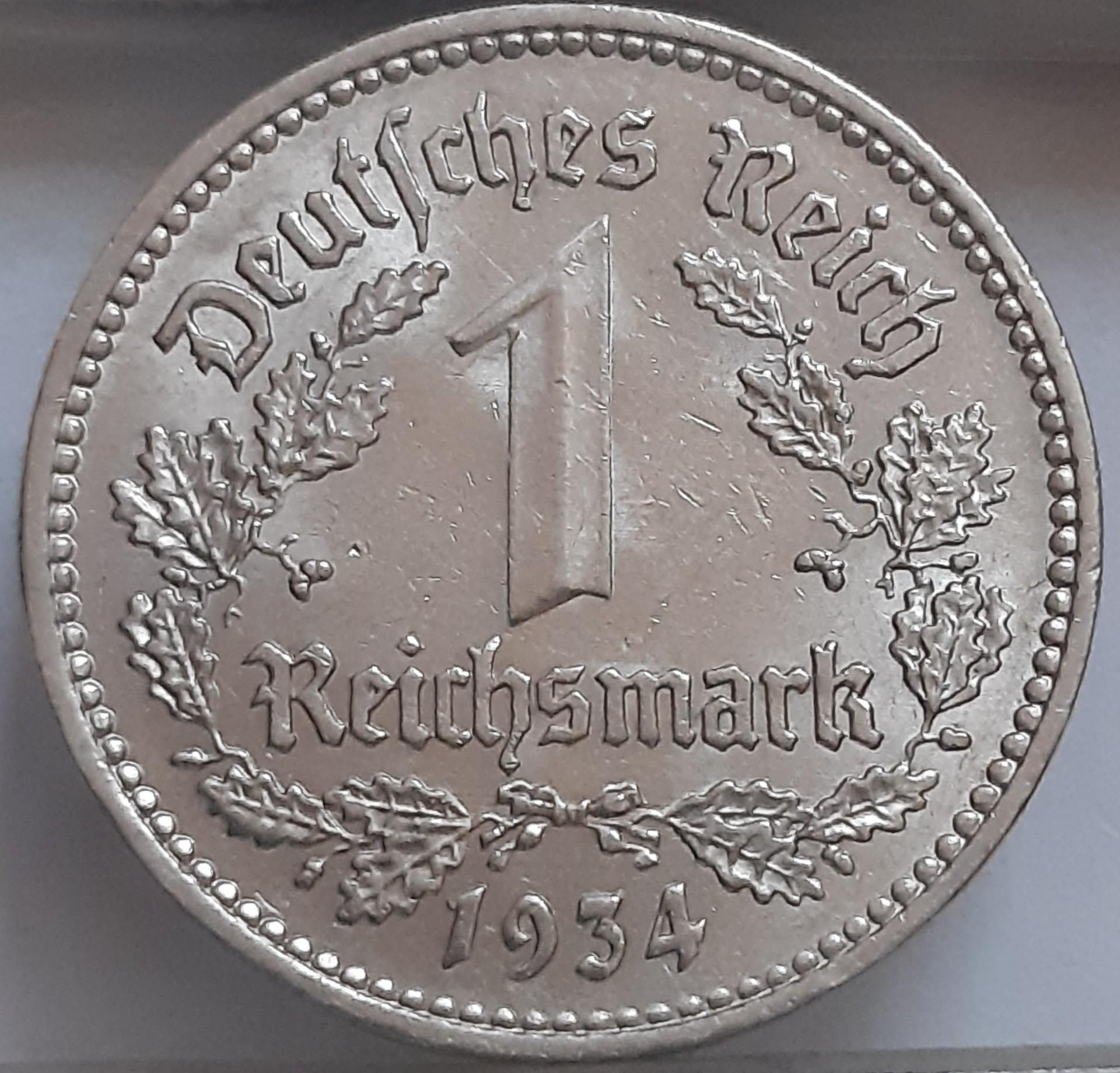 Trečiasis Reichas 1 Reichsmarkė 1934 A KM#78 (2529