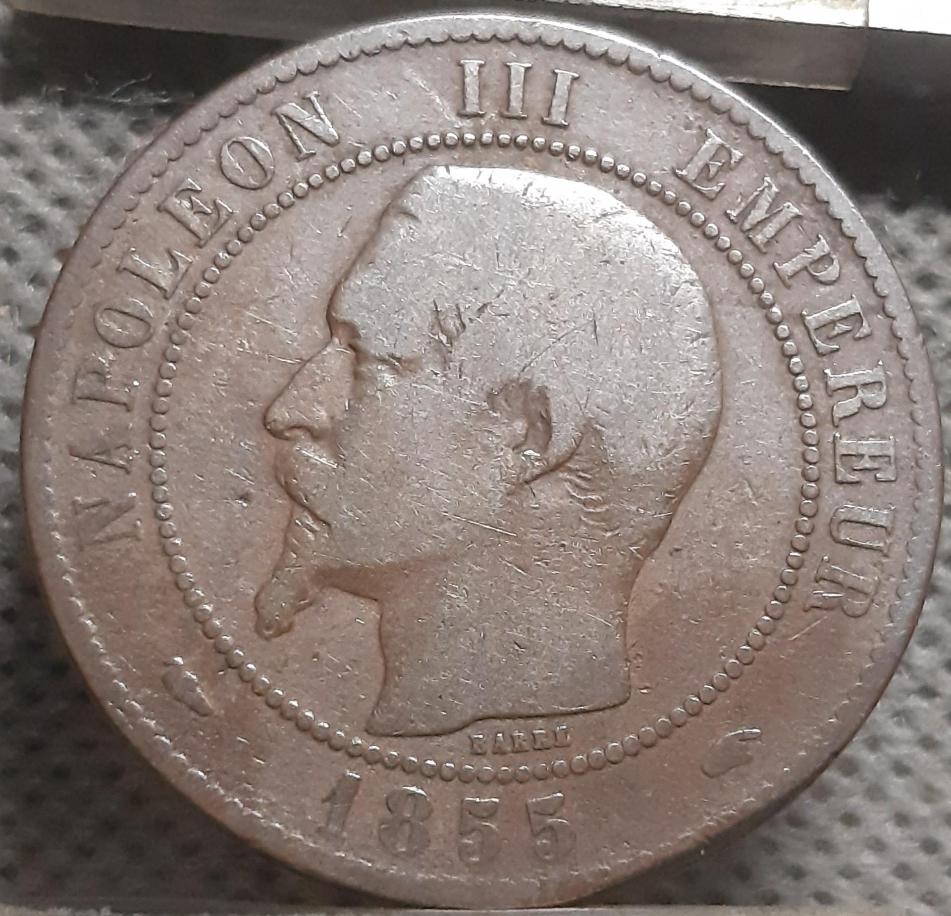 Prancūzija 10 Santimų 1855 KM#771 Bronza (2551)