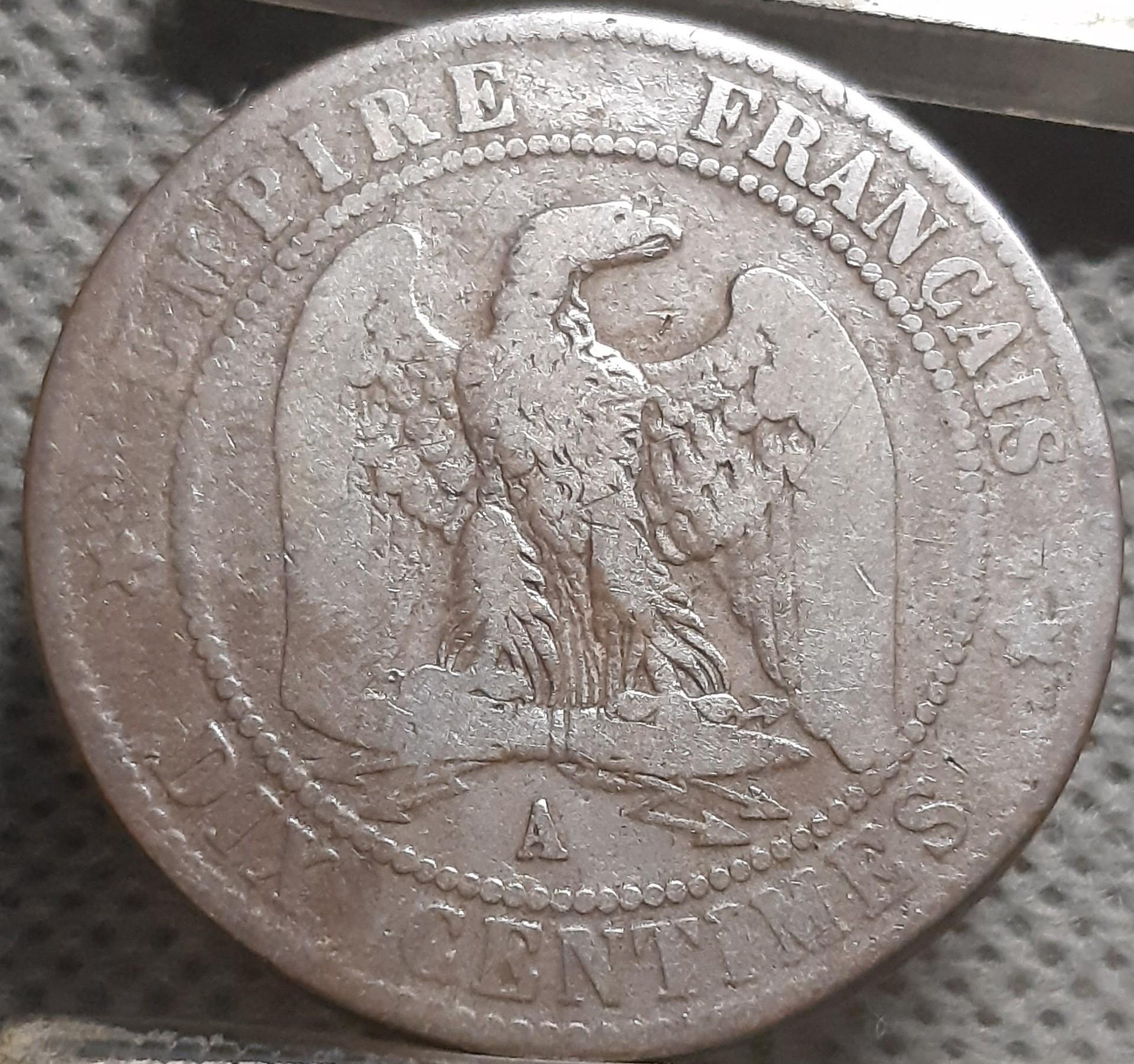 Prancūzija 10 Santimų 1855 KM#771 Bronza (2551)