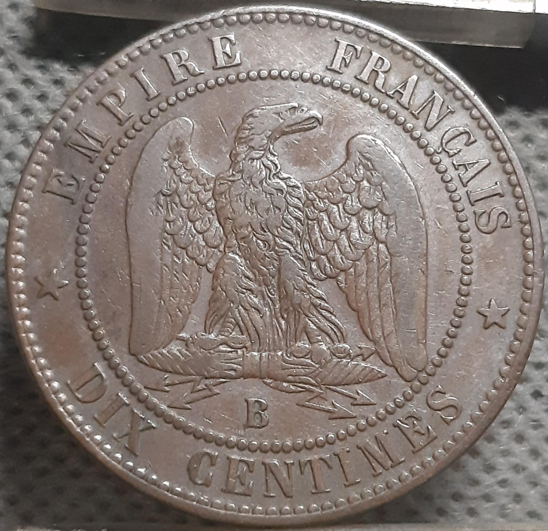 Prancūzija 10 Santimų 1856 B KM#771 Bronza (2548)