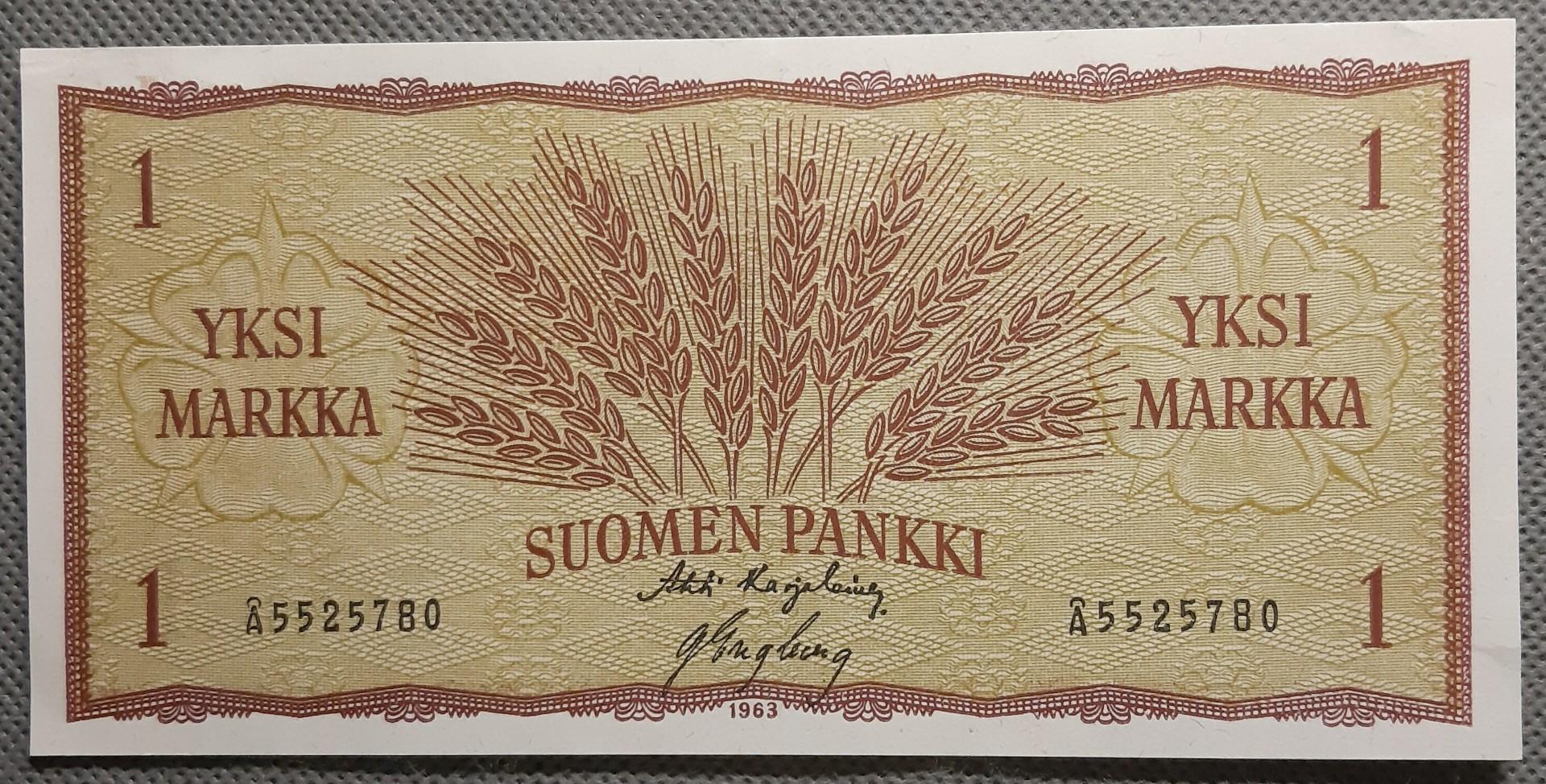 Suomija 1 Markė 1963 N#202310 142x69mm UNC (2567)