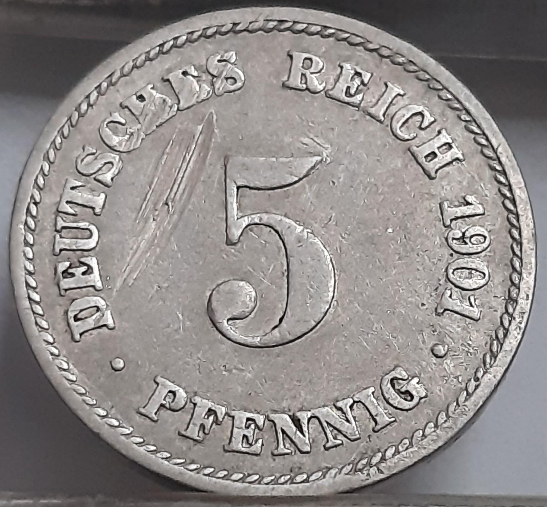 Vokietija 5 Pfenigai 1901 F KM#11 (2584)