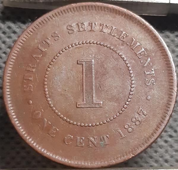 Sąsiaurio gyvenvietės 1 centas 1887 KM#16 (2586)