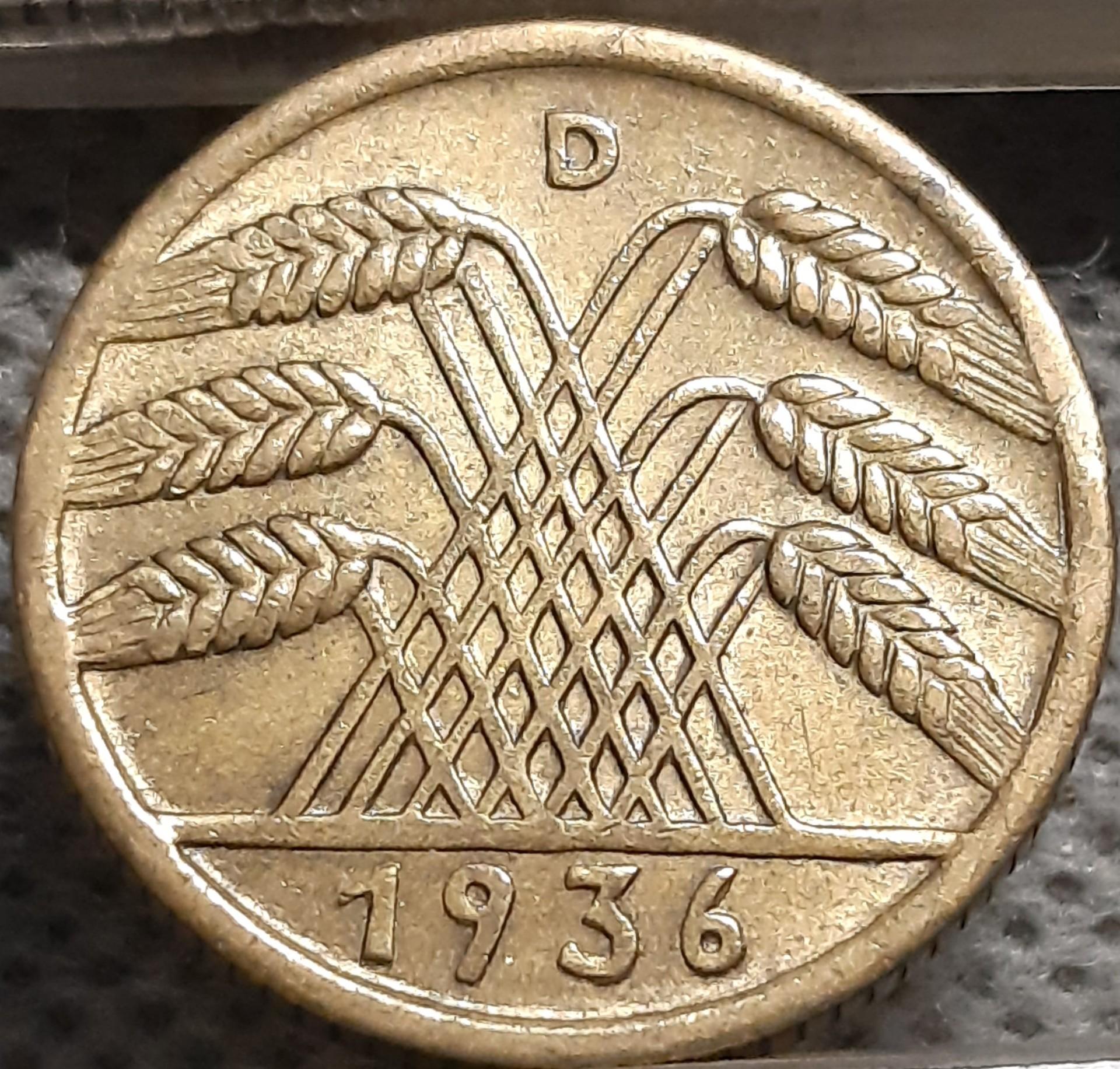 Vokietija 10 Reichspfenigų 1936 D KM#40 (2627)