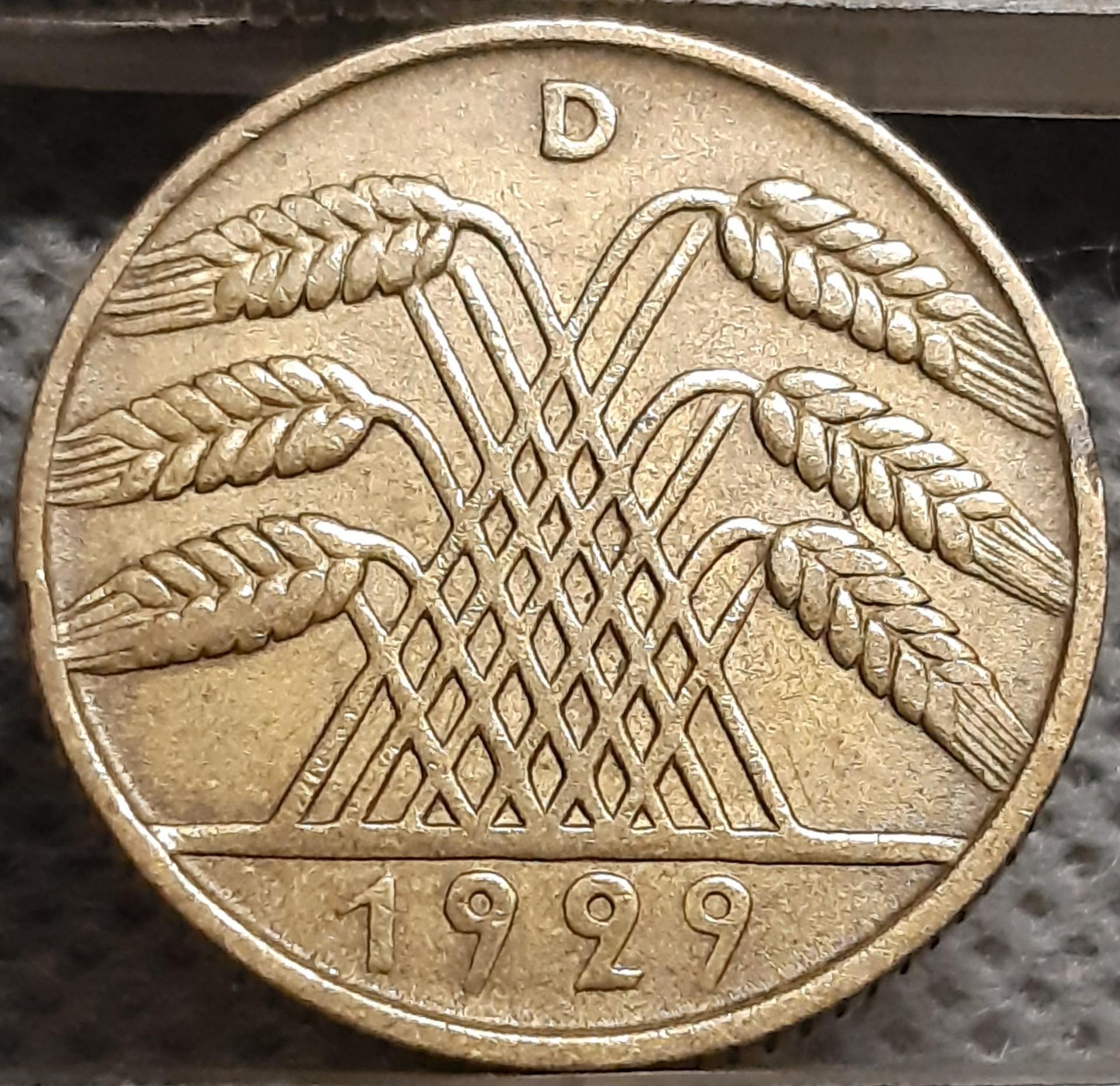 Vokietija 10 Reichspfenigų 1929 D KM#40 (2628)