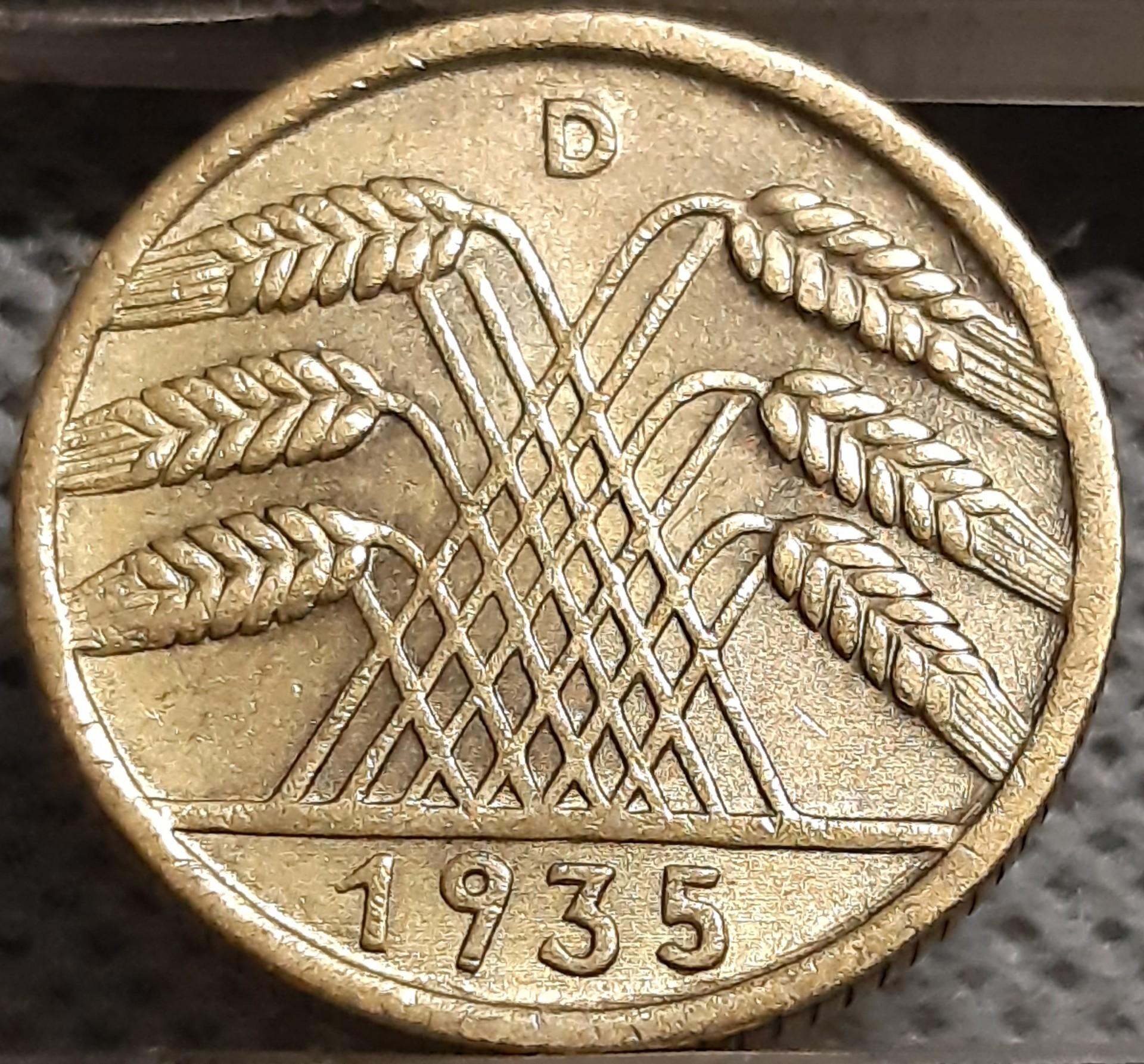 Vokietija 10 Reichspfenigų 1935 D KM#40 (2629)