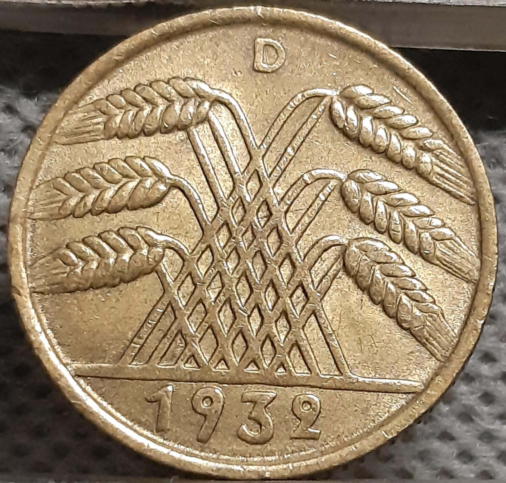 Vokietija 10 Reichspfenigų 1932 D KM#40 (2631)