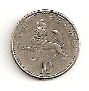 Anglija.  10 pensų ( 1996 ) XF