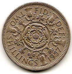 Anglija. 2 šilingai ( florinas ) ( 1960 ) XF