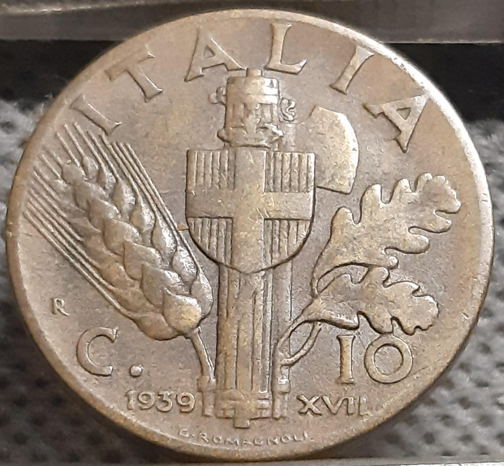 Italija 10 Čentezimų 1939 KM#74a (2681)