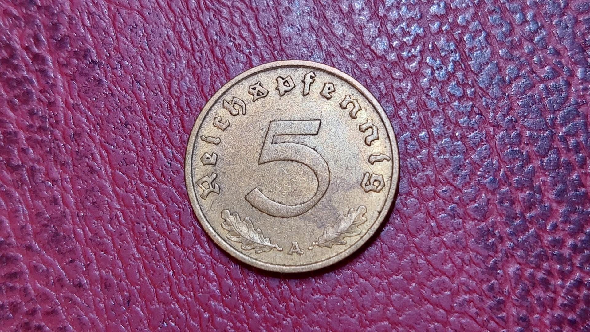 Trečiasis Reichas 5 reichspfenigai, 1937A KM# 91