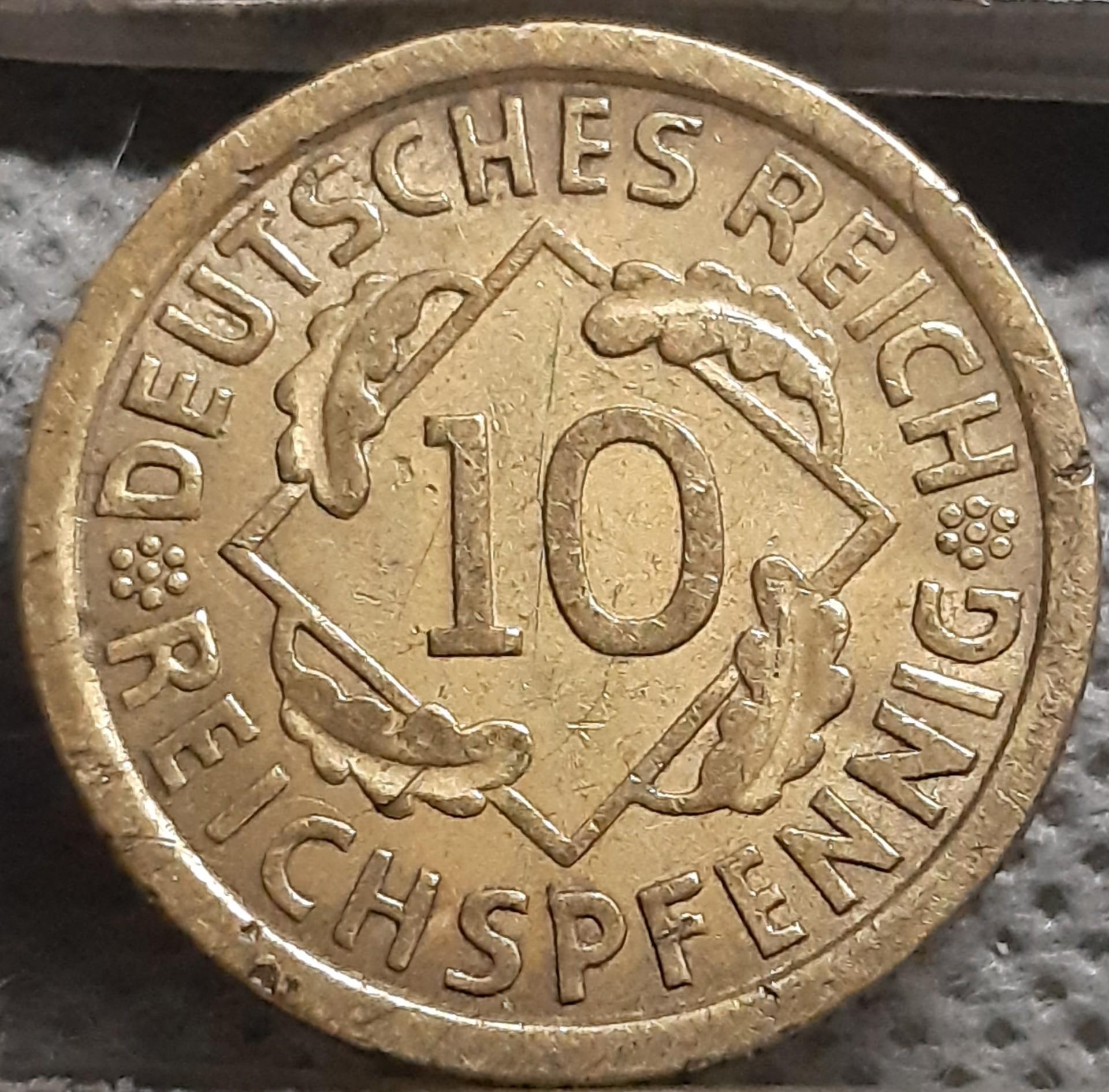 Vokietija 10 Reichspfenigų 1936 F KM#40 (2701)