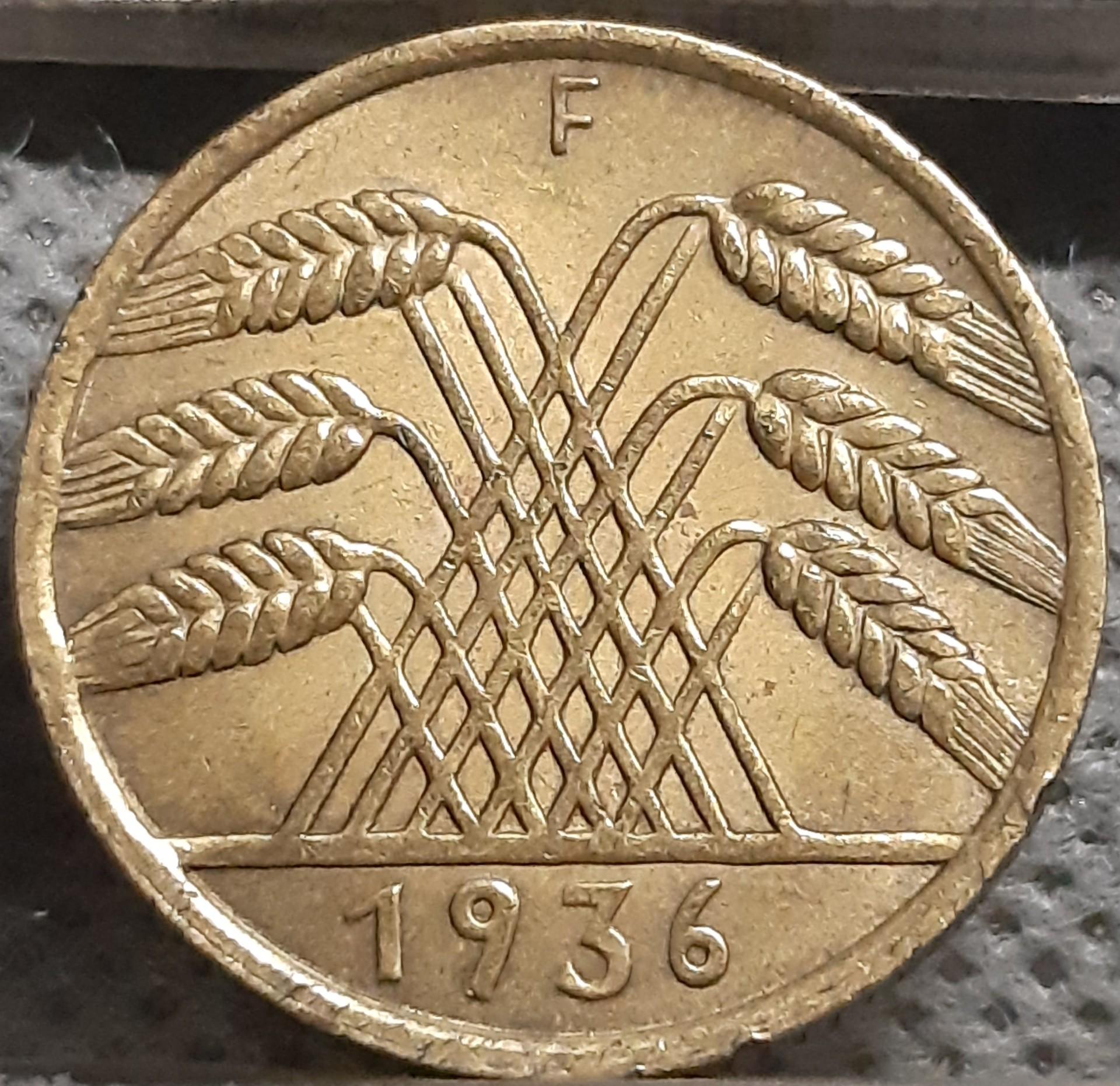 Vokietija 10 Reichspfenigų 1936 F KM#40 (2701)