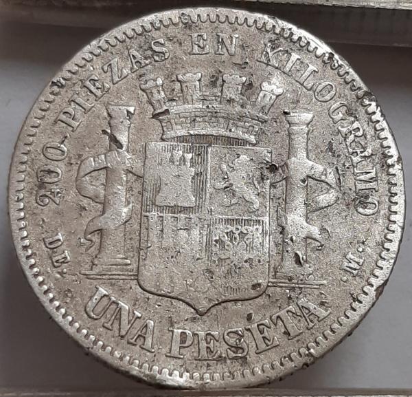 Ispanija 1 Peseta 1870 KM#653 Sidabras (2713)