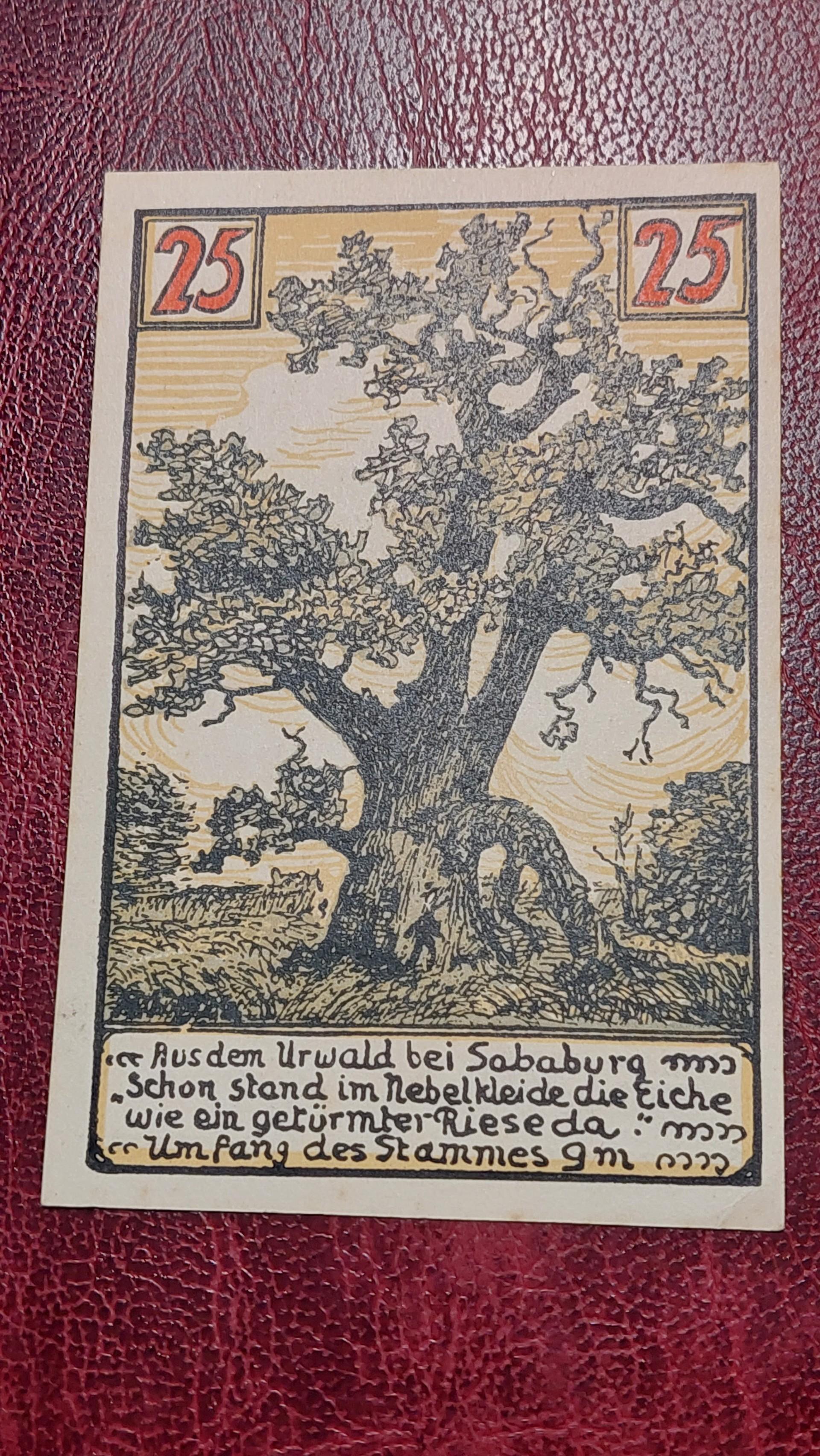 25 Pfennig 1922 Hofgeismar Notgeld Vokietija