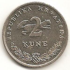 Chorvatija. 2 kunos ( 1993 ) XF