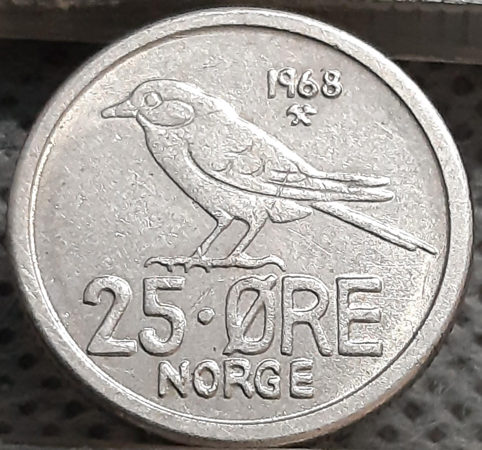Norvegija 25 Erės 1968 KM#407 (2765)