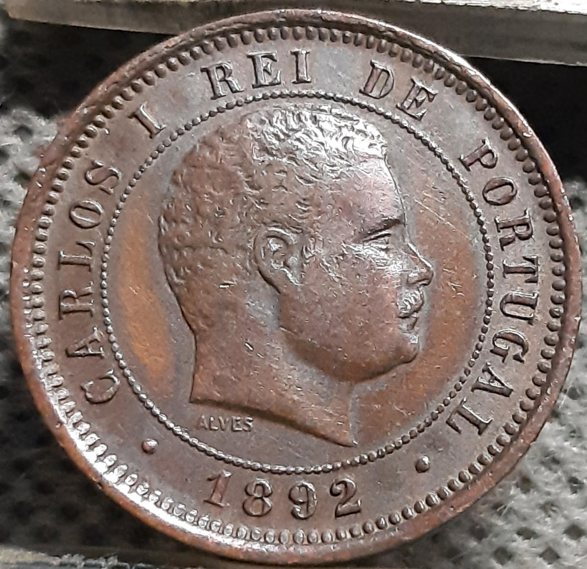 Portugalija 5 Realai 1892 KM#530 Bronza (2774)