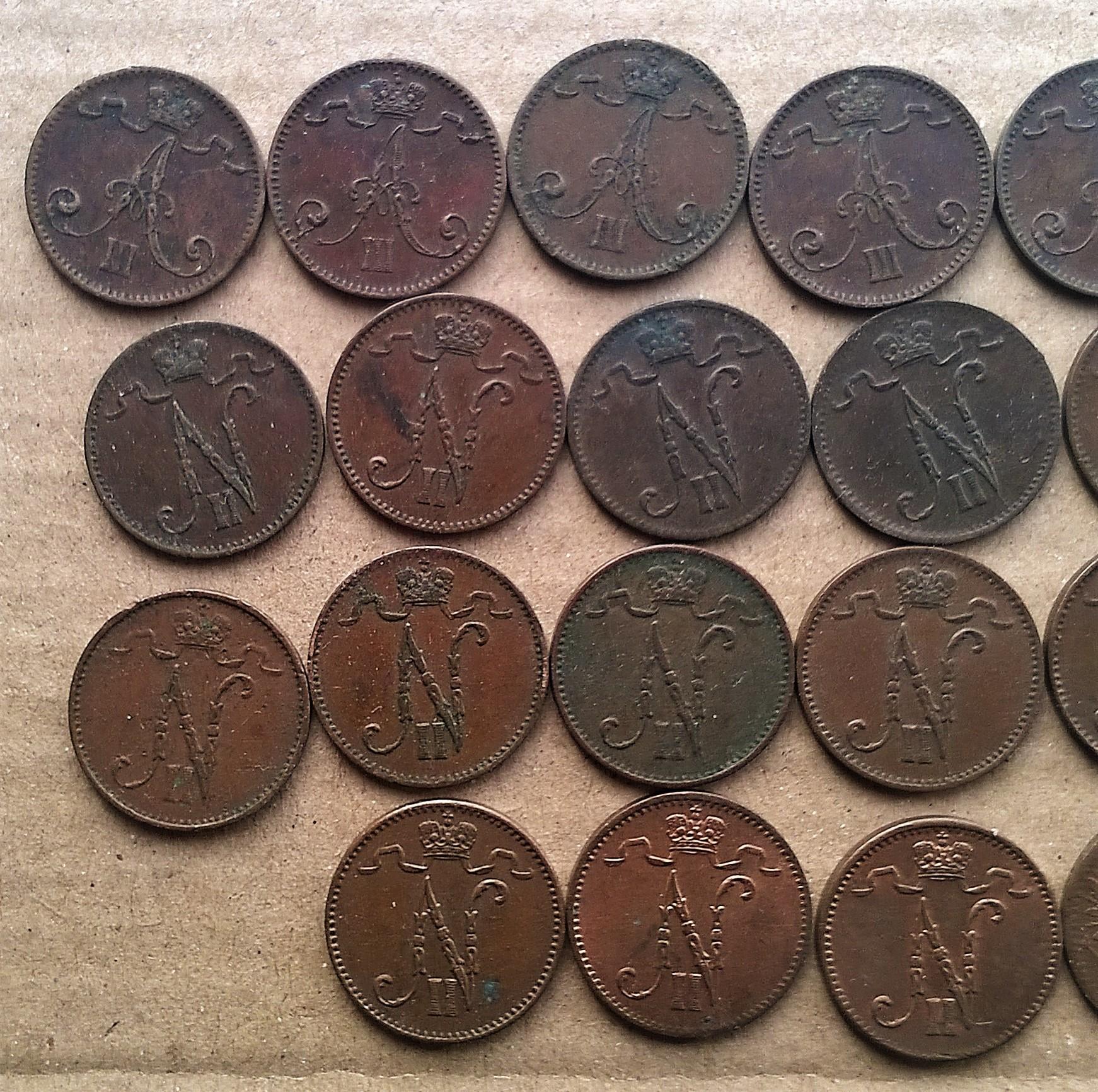 Rusija-Suomija 1 Penni 1883-1917 ,25 Vnt. 