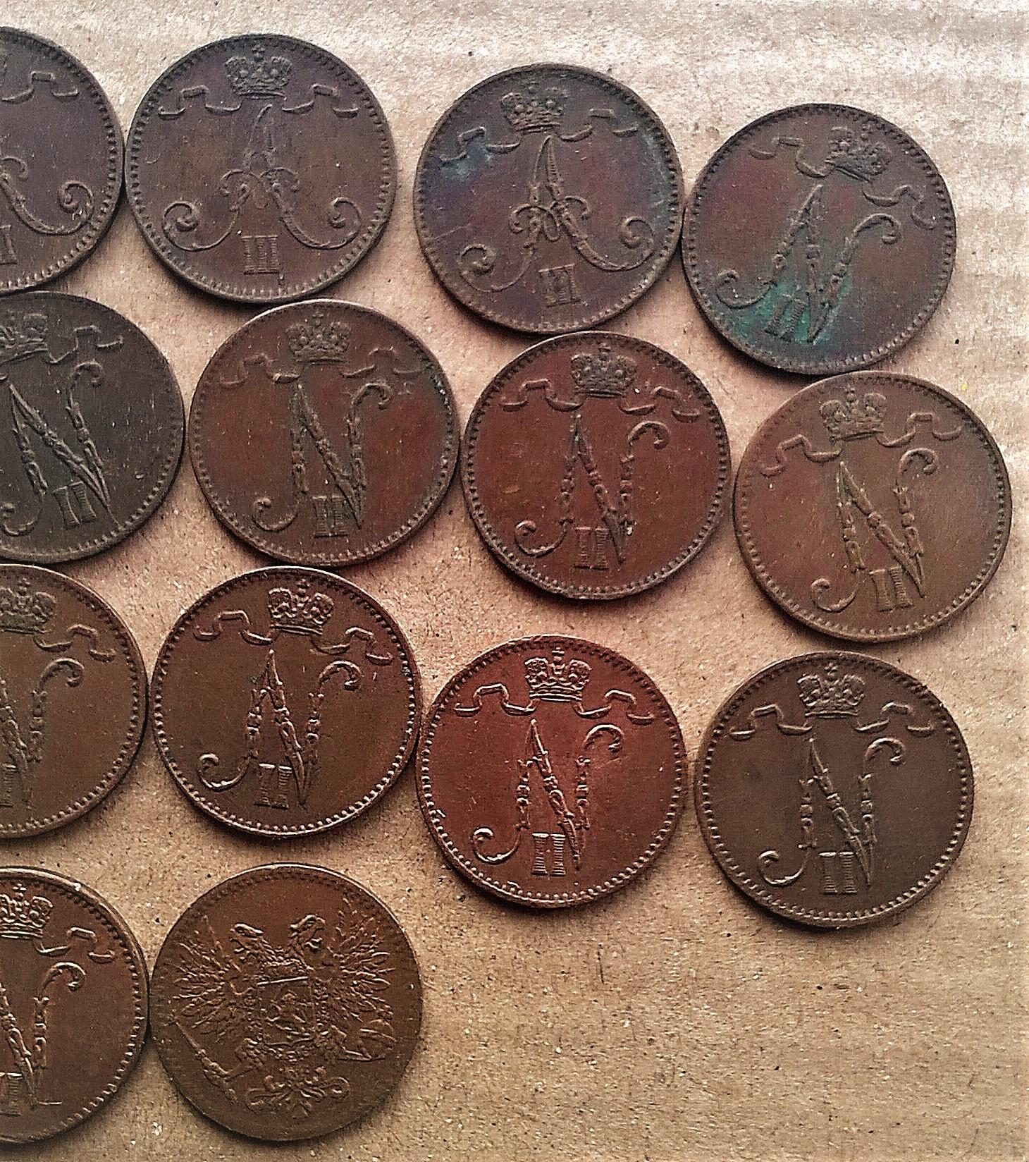 Rusija-Suomija 1 Penni 1883-1917 ,25 Vnt. 