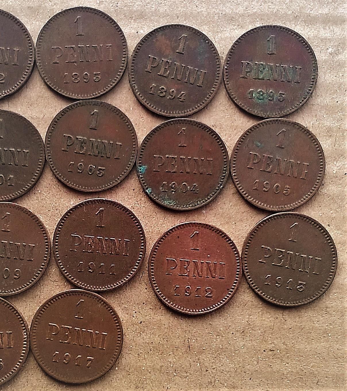 Rusija-Suomija 1 Penni 1883-1917 ,25 Vnt. 