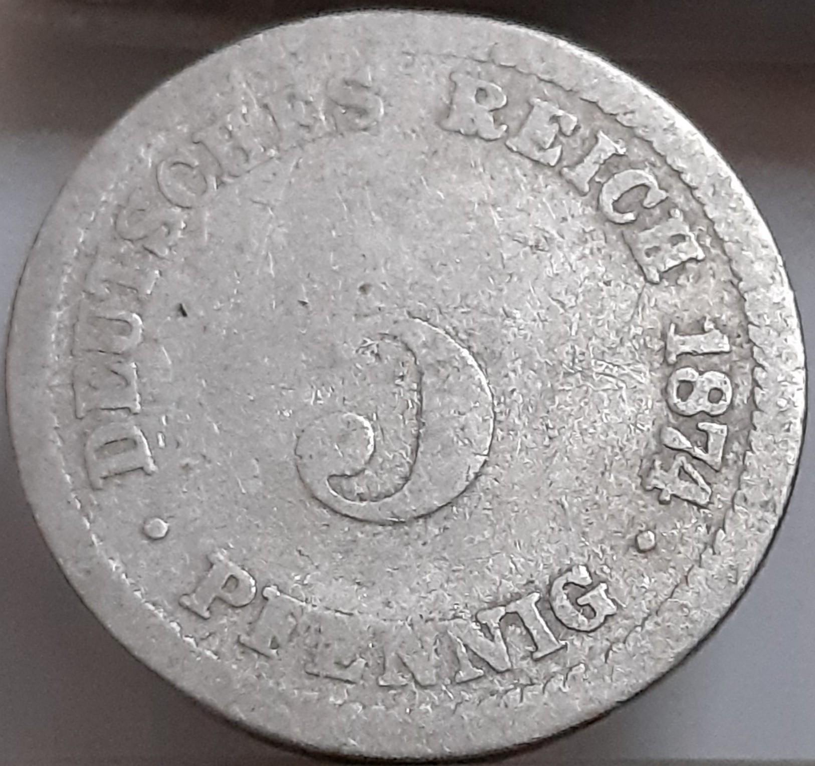 Vokietija 5 Pfenigai 1874 D KM#3 (2809)