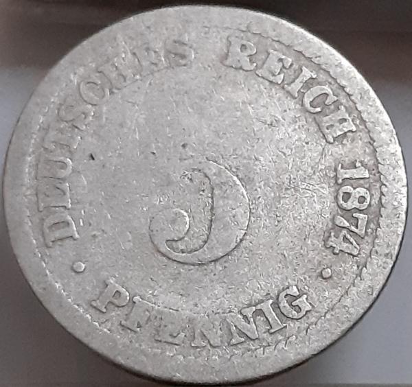 Vokietija 5 Pfenigai 1874 D KM#3 (2809)
