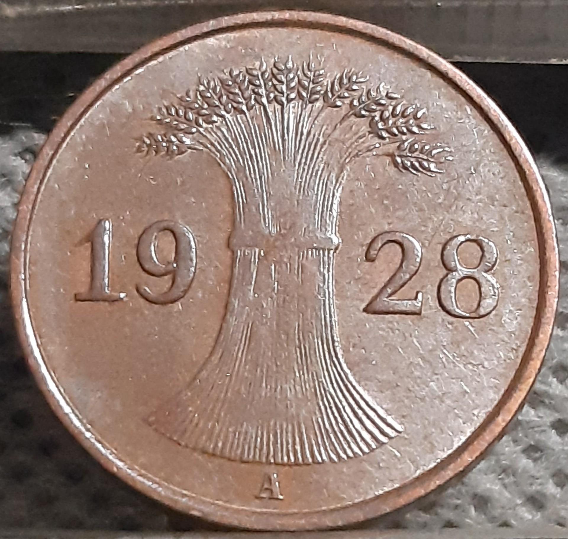 Vokietija 1 Reichspfenigas 1928 A KM#37 (2855)