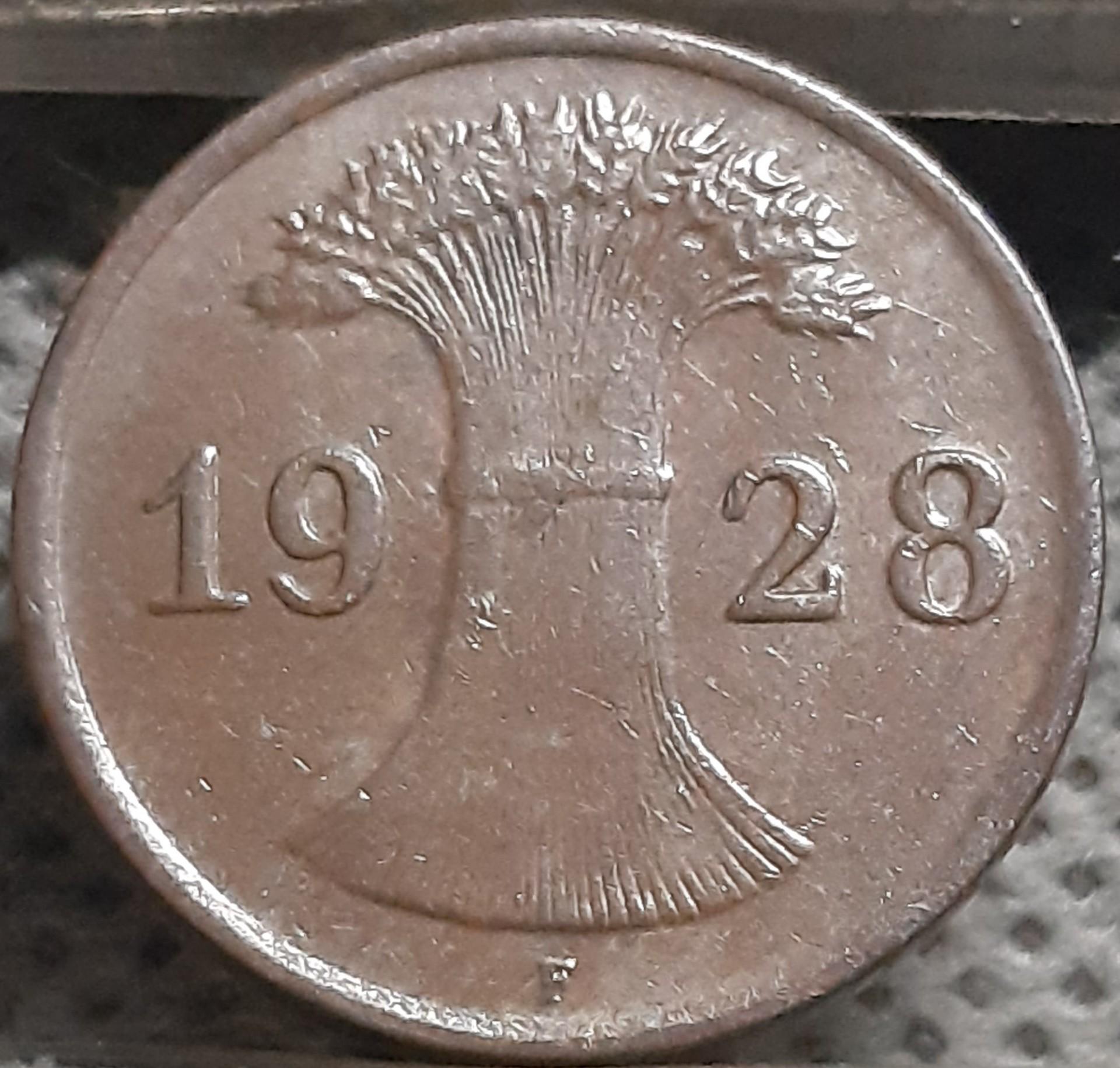 Vokietija 1 Reichspfenigas 1928 F KM#37 (2856)