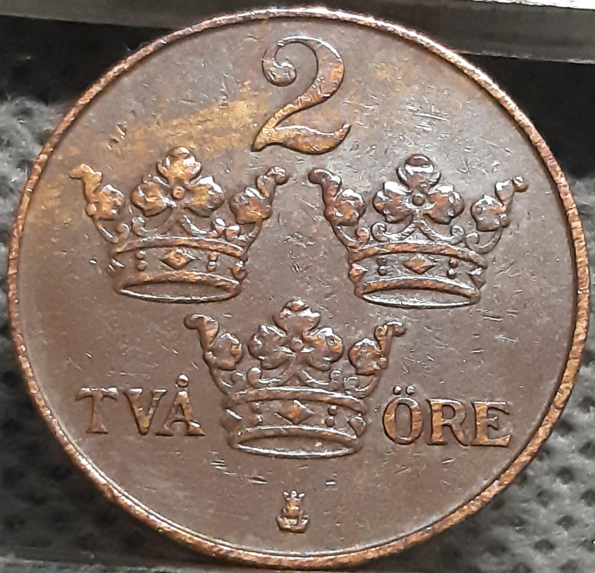 Švedija 2 erės 1916 KM#778 Bronza (2883)