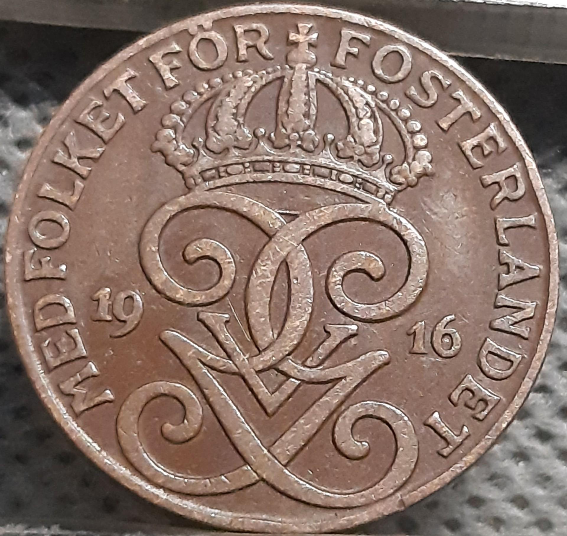 Švedija 2 erės 1916 KM#778 Bronza (2887)
