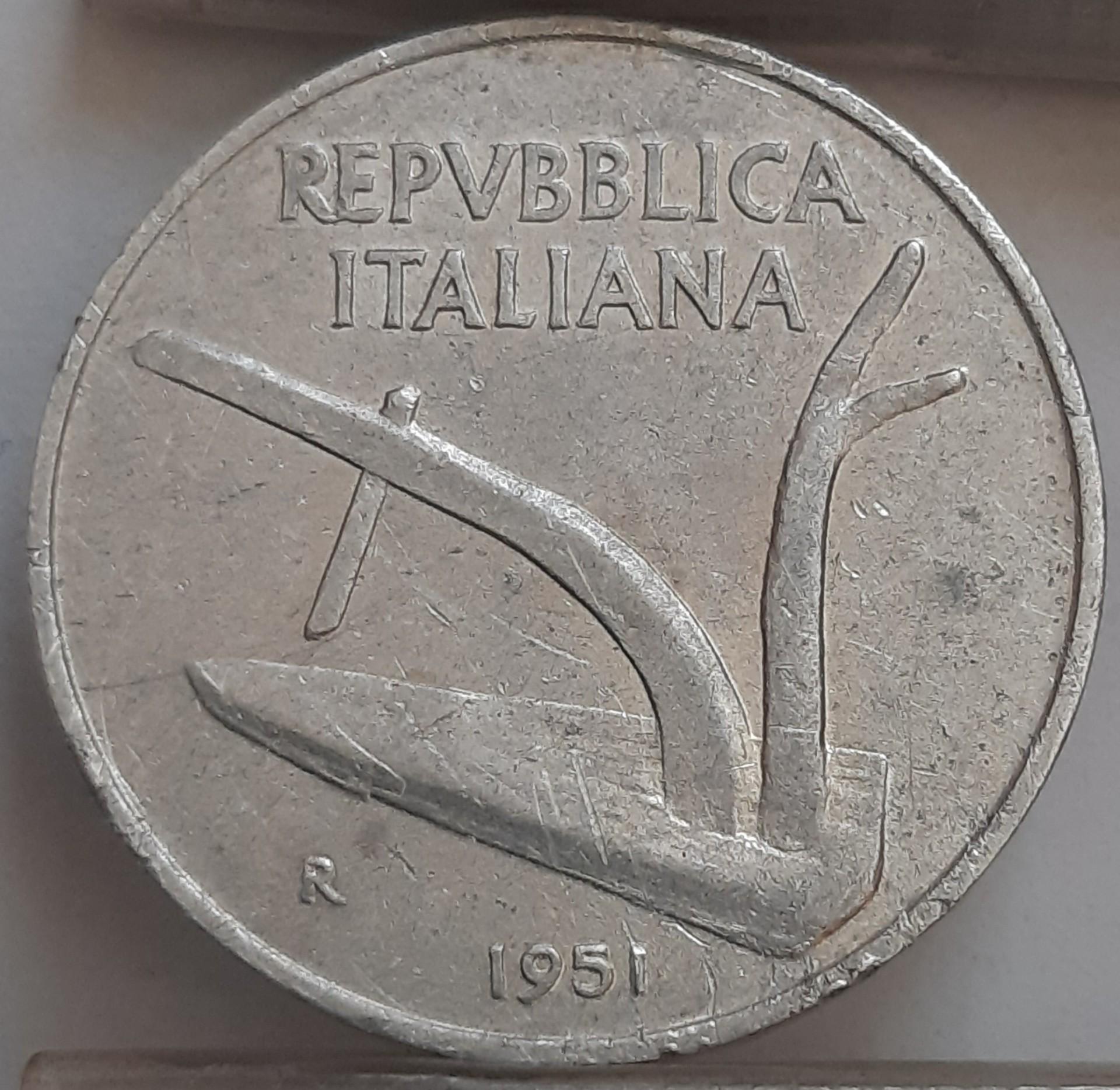 Italija 10 lirų 1951 KM#93 Aliuminis (2909)