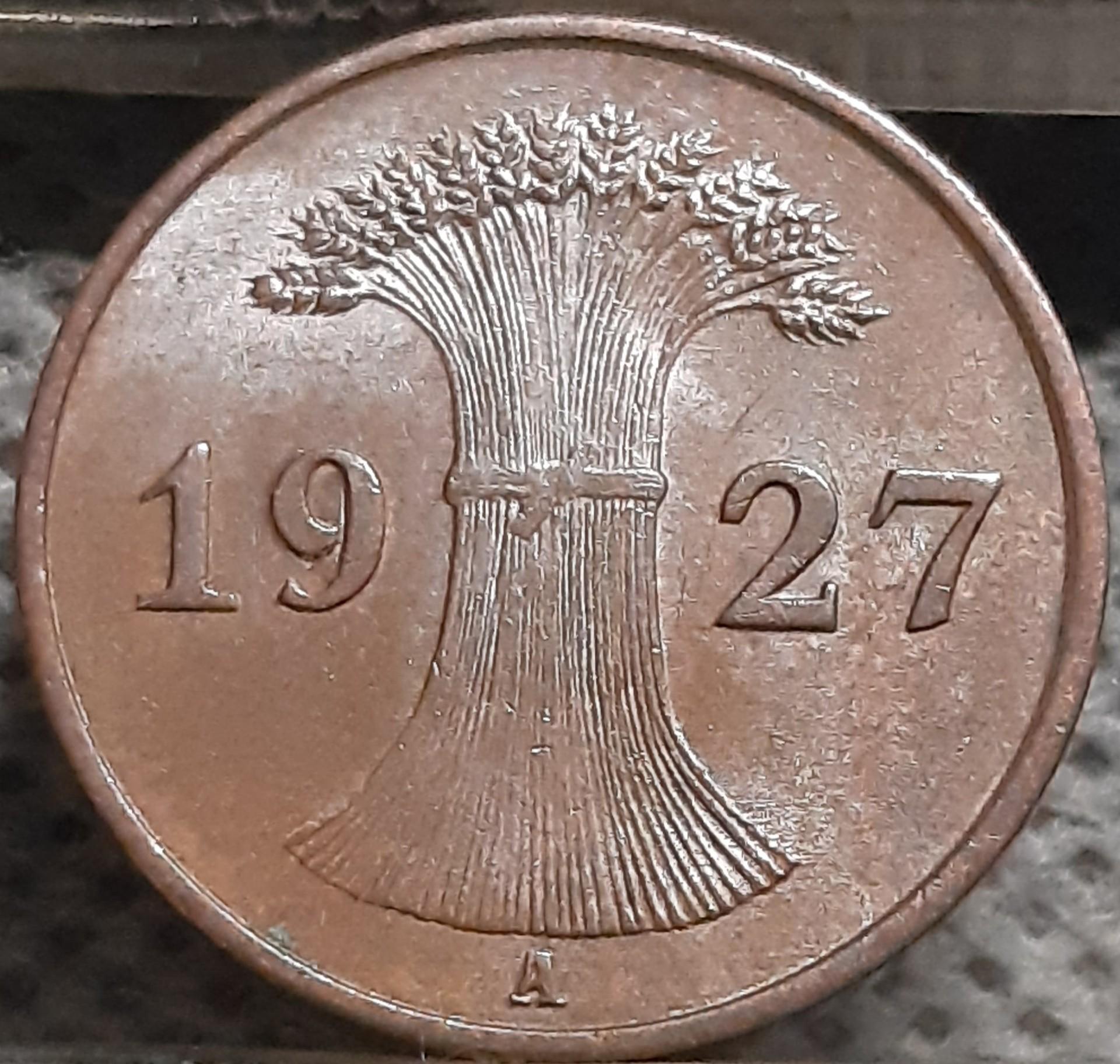 Vokietija 1 Reichspfenigas 1927 A KM#37 (2857)