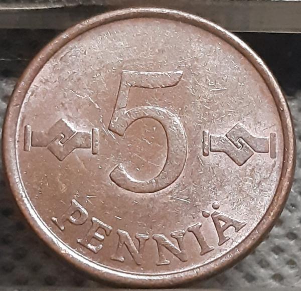 Suomija 5 Pensai 1963 KM#45 Varis (2930)