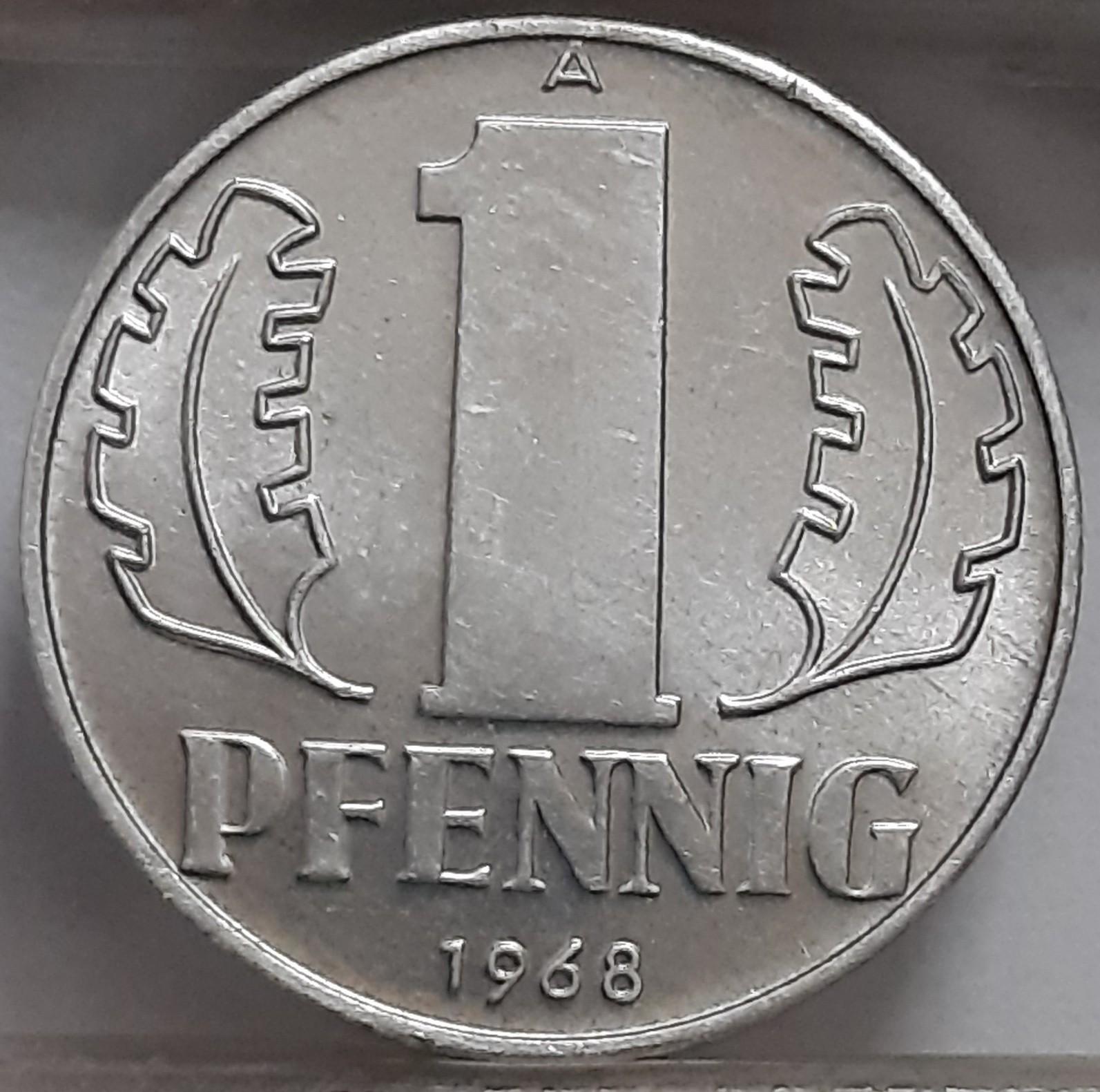 Vokietija - VDR 1 Pfenigas 1968 KM#8.1 (2940)
