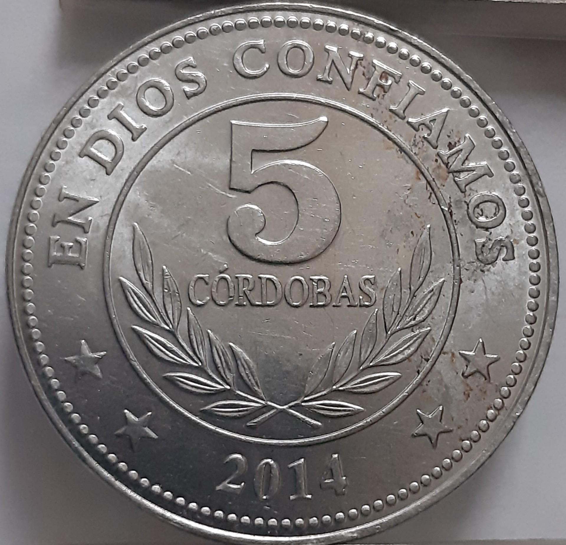 Nikaragva 5 Kordobos 2014 KM#90a (2939)