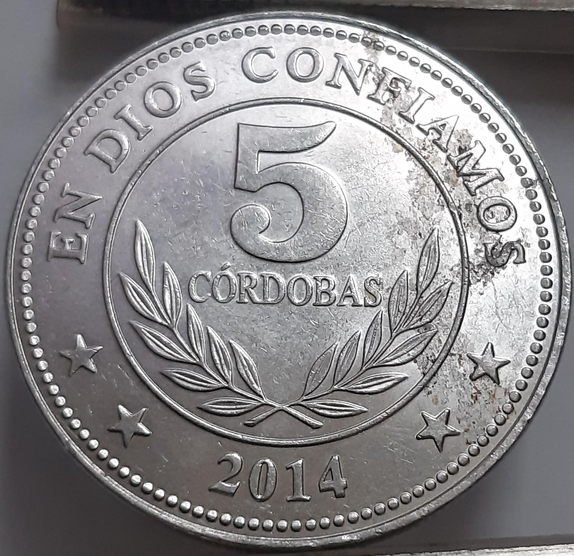 Nikaragva 5 Kordobos 2014 KM#90a (2939)