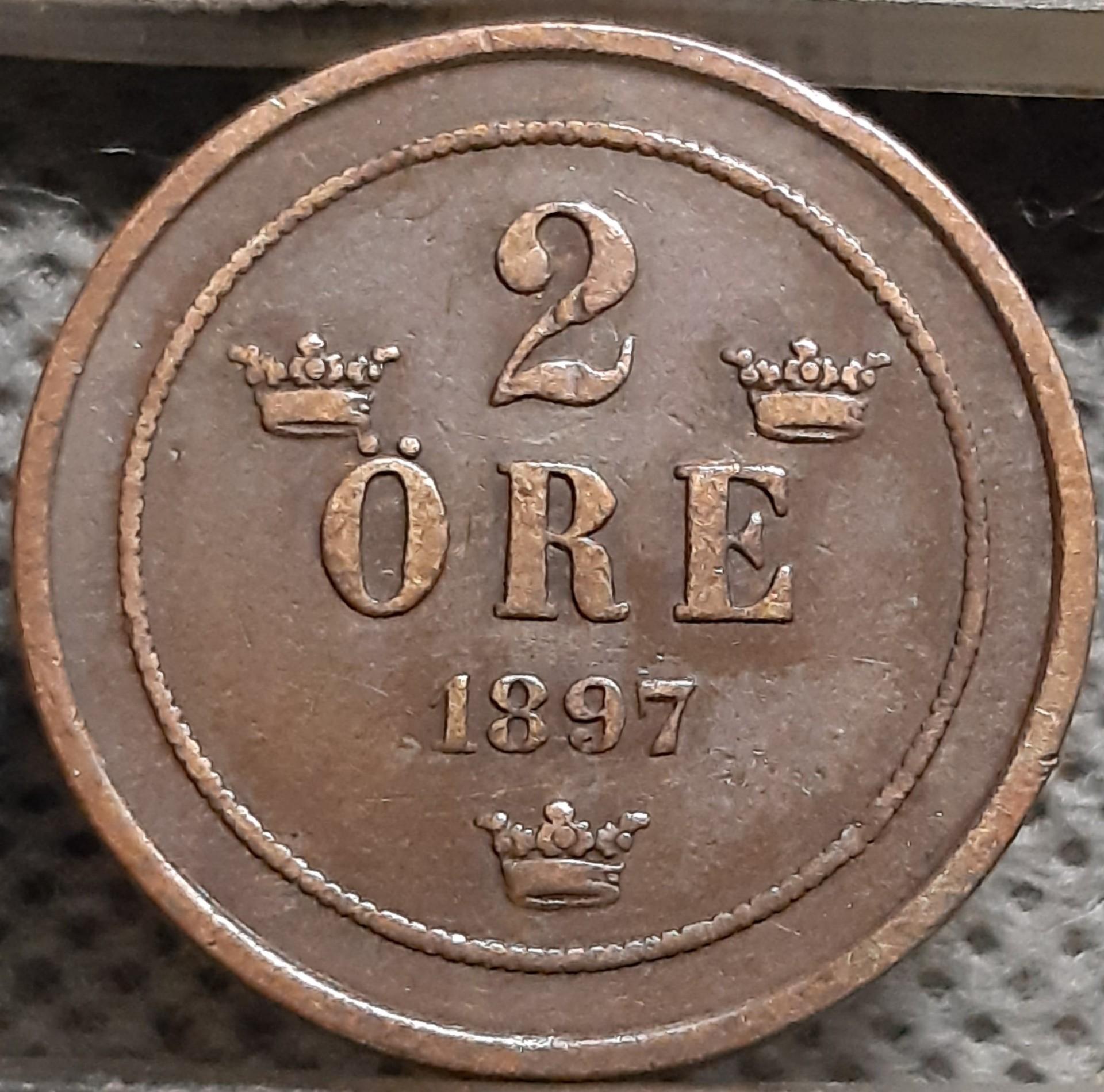 Švedija 2 Erės 1897 KM#746 Bronza (2967)
