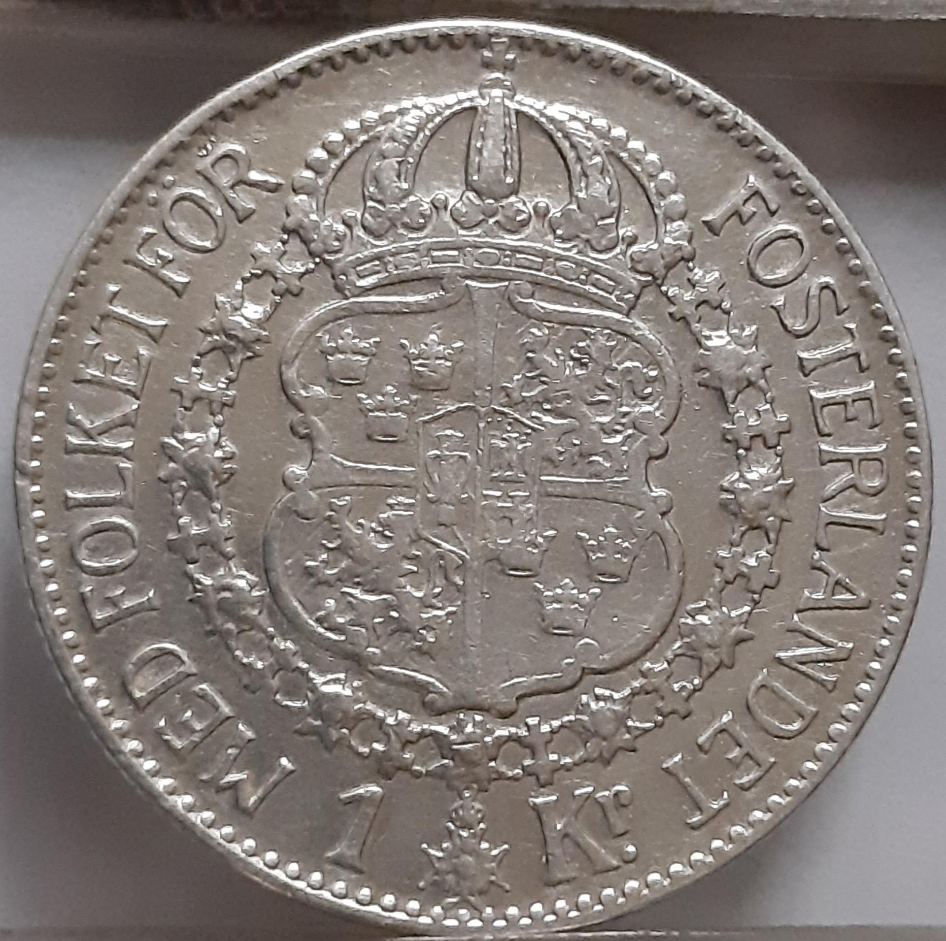 Švedija 1 Krona 1942 KM#786 Sidabras (2978)