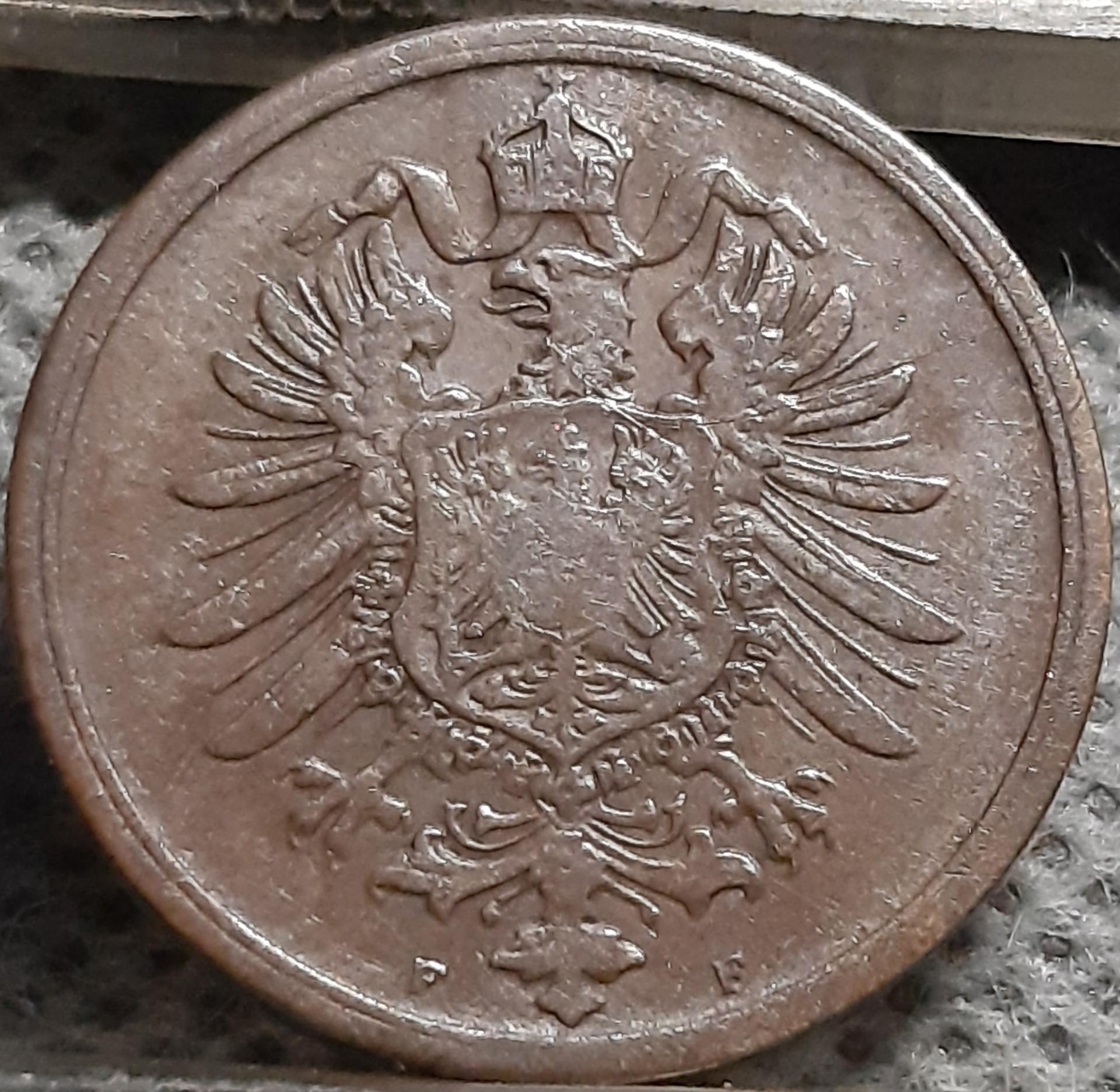 Vokietija 2 Pfenigai 1874 F KM#2 Varis (2986)