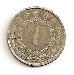 Jugoslavija. 1 dinaras ( 1974 ) XF