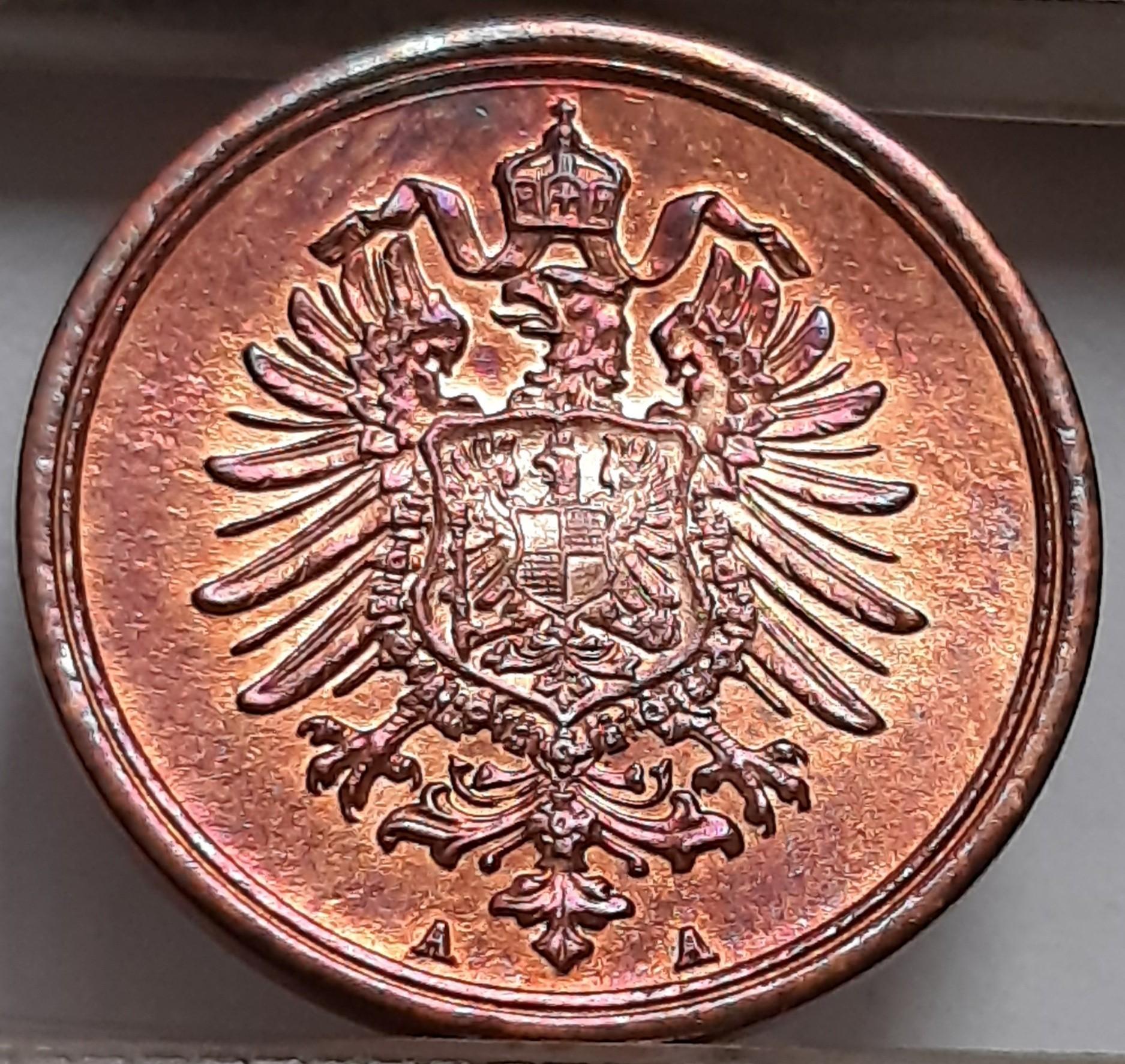 Vokietija 1 Pfenigas 1874 A KM#1 UNC Varis (2983)