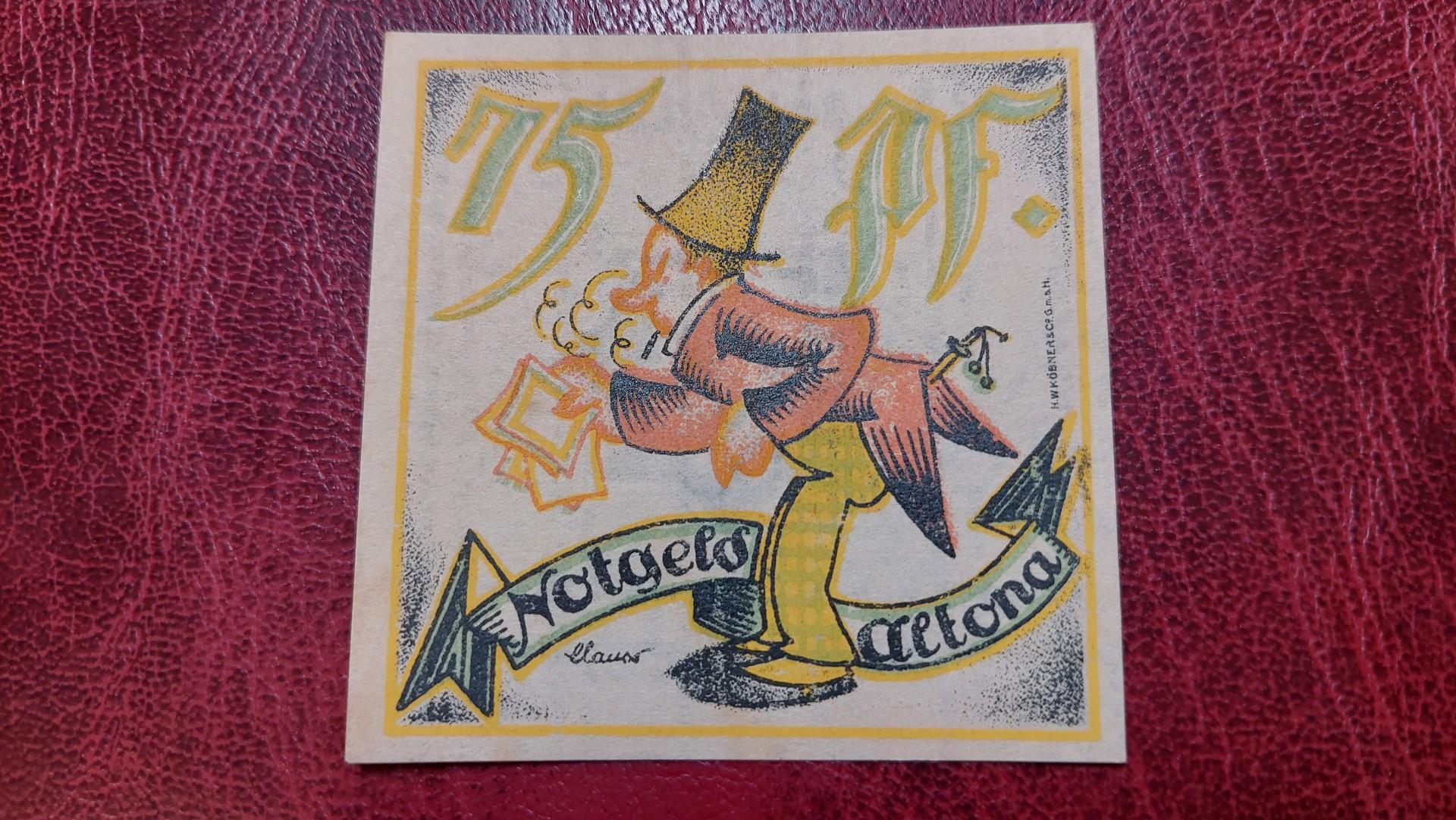 75 Pfennig 1921.12.12 Altona Notgeld Vokietija