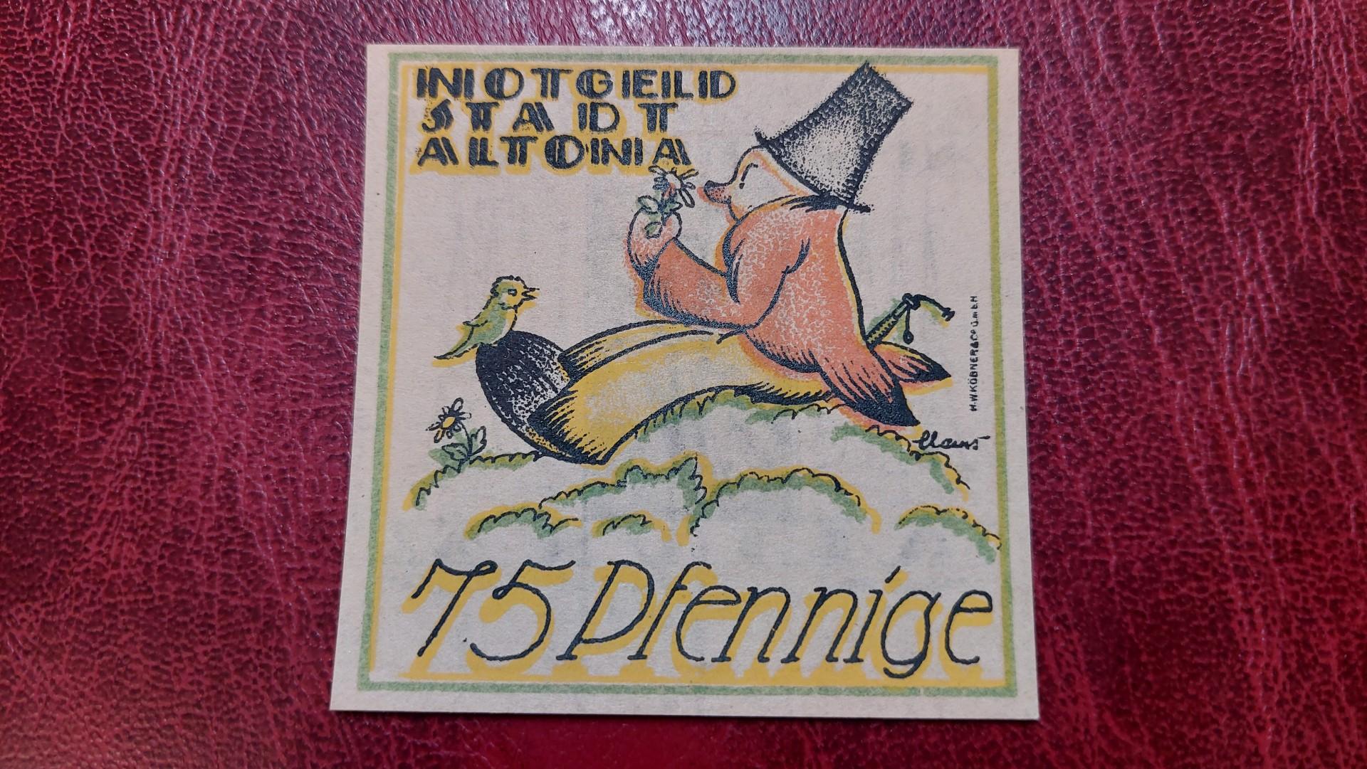 75 Pfennig 1921.12.12 Altona Notgeld Vokietija