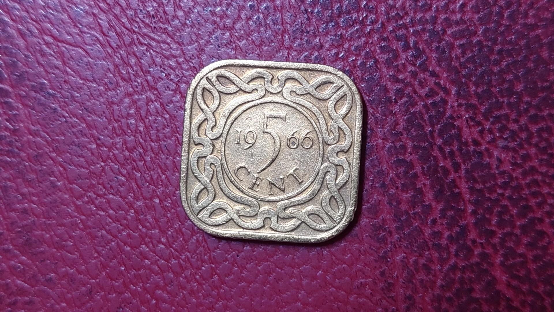 Surinamas 5 centai, 1966 KM# 12 Be žymens „žuvis“