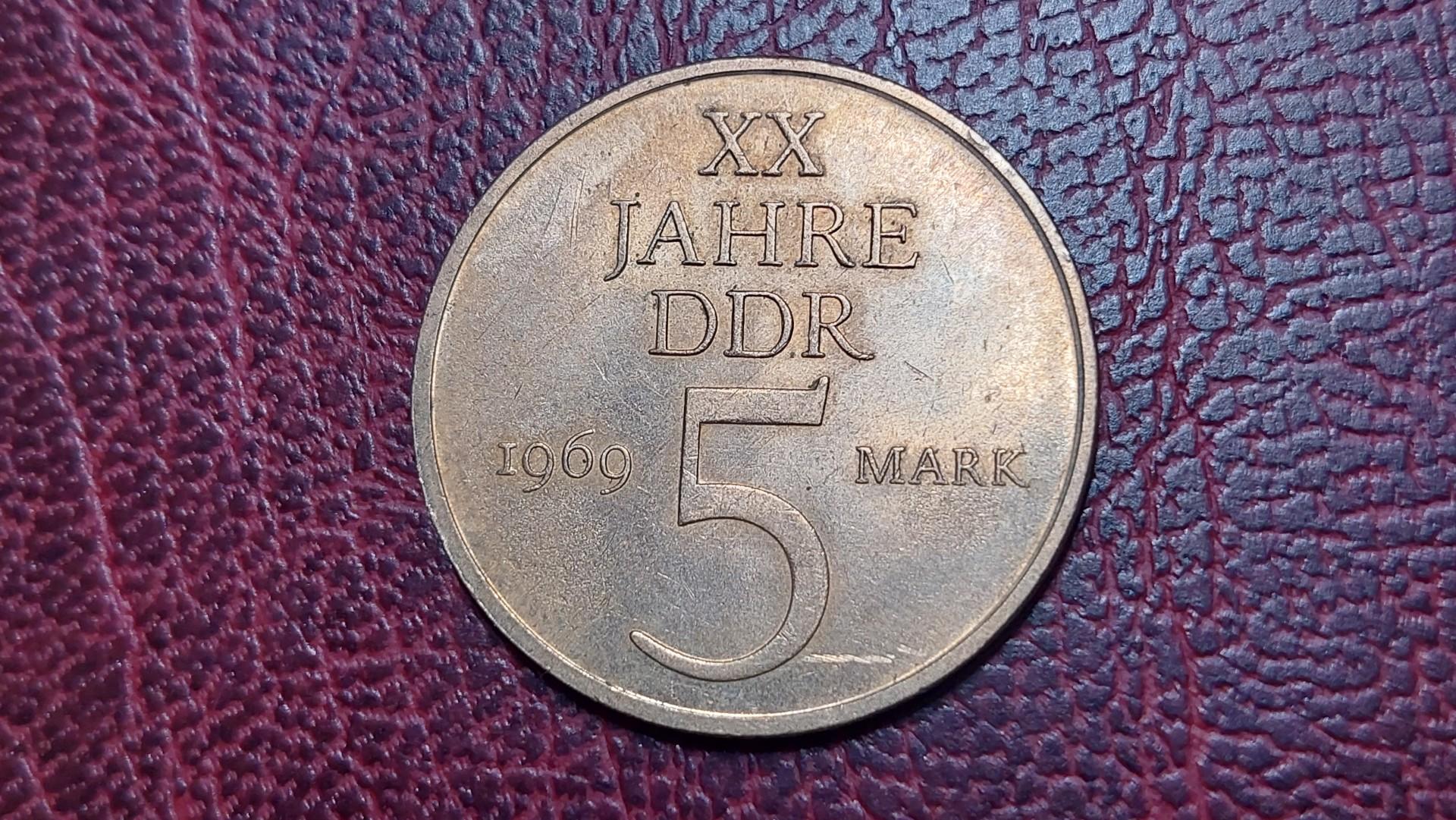 Vokietija - VDR 5 markės, 1969 KM# 22