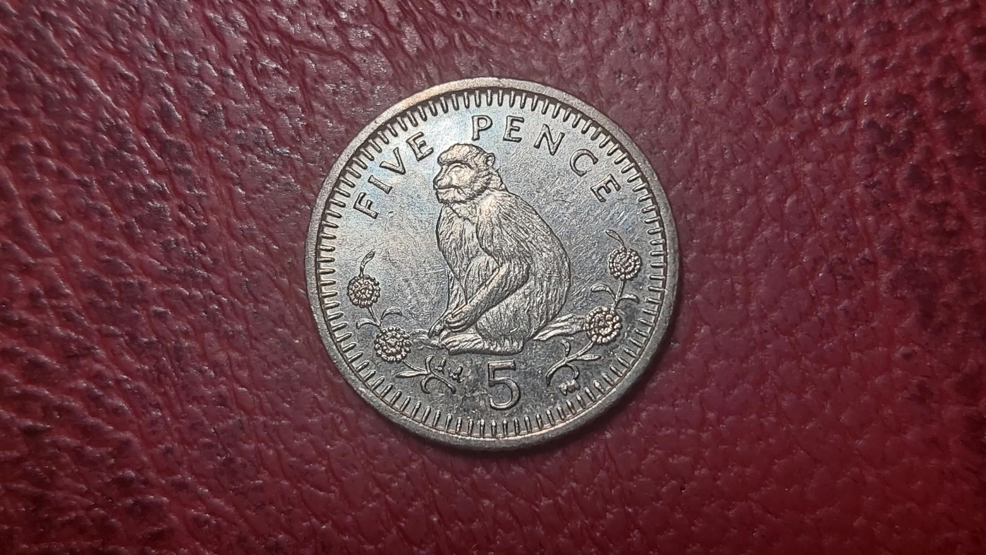 Gibraltaras 5 pensai, 2001AA KM# 775